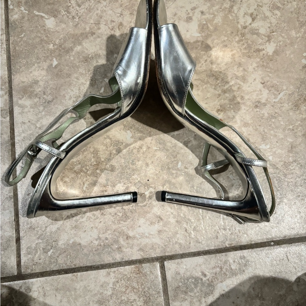 VINTAGE PRADA Silver High Heel Sandals - Picture 3 of 7